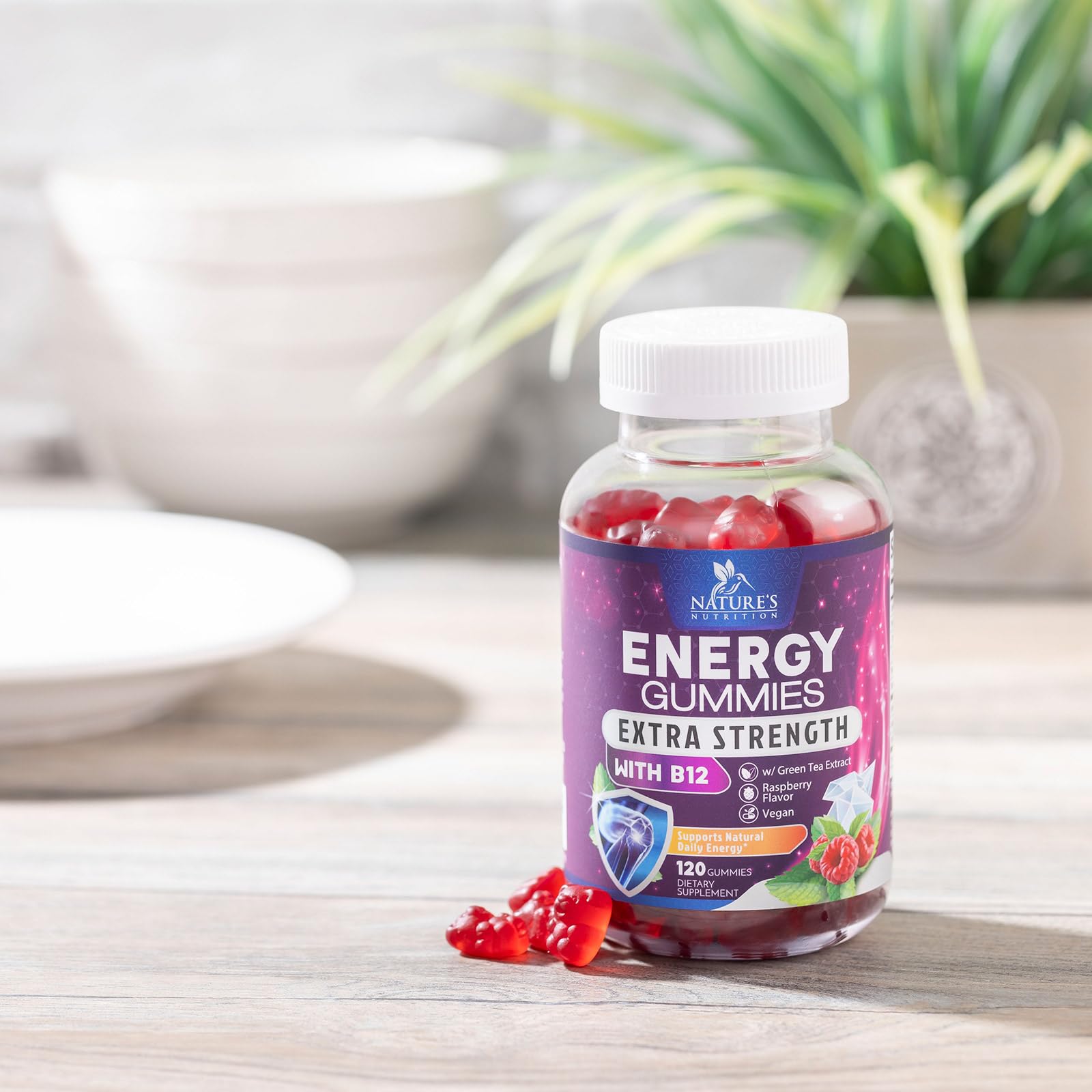 Nature's Nutrition Berry flavor chew close-up reinforces enjoyable energy.