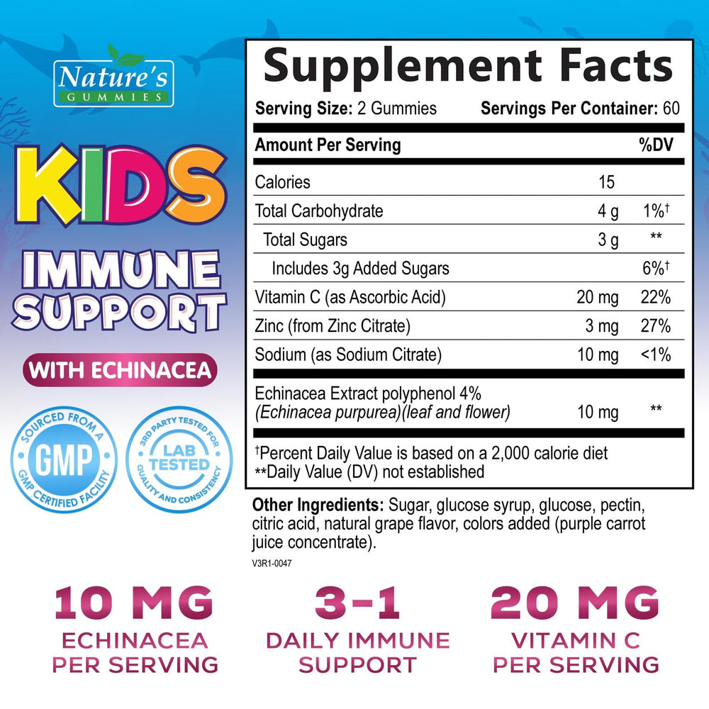 Nature's Nutrition berry flavored kids gummies closeup showing chewable texture