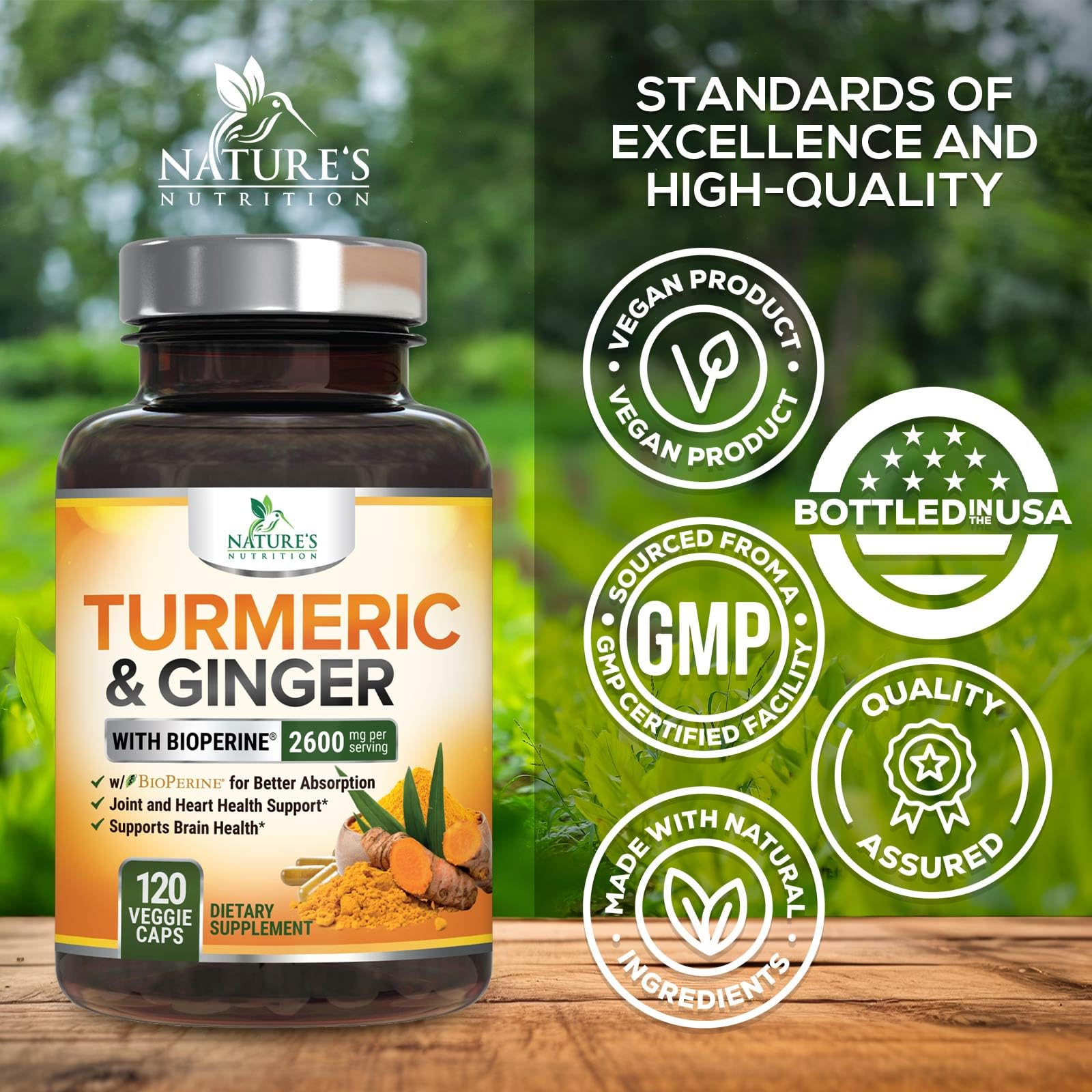 Nature's Nutrition BioPerine black pepper extract enhances curcuminoid absorption.