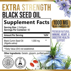 Nature's Nutrition black seed oil softgels capsules closeup with pure Nigella sativa