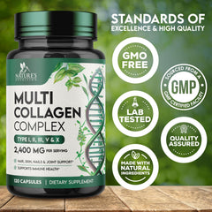 Nature's Nutrition bottle and label highlighting multi collagen formula