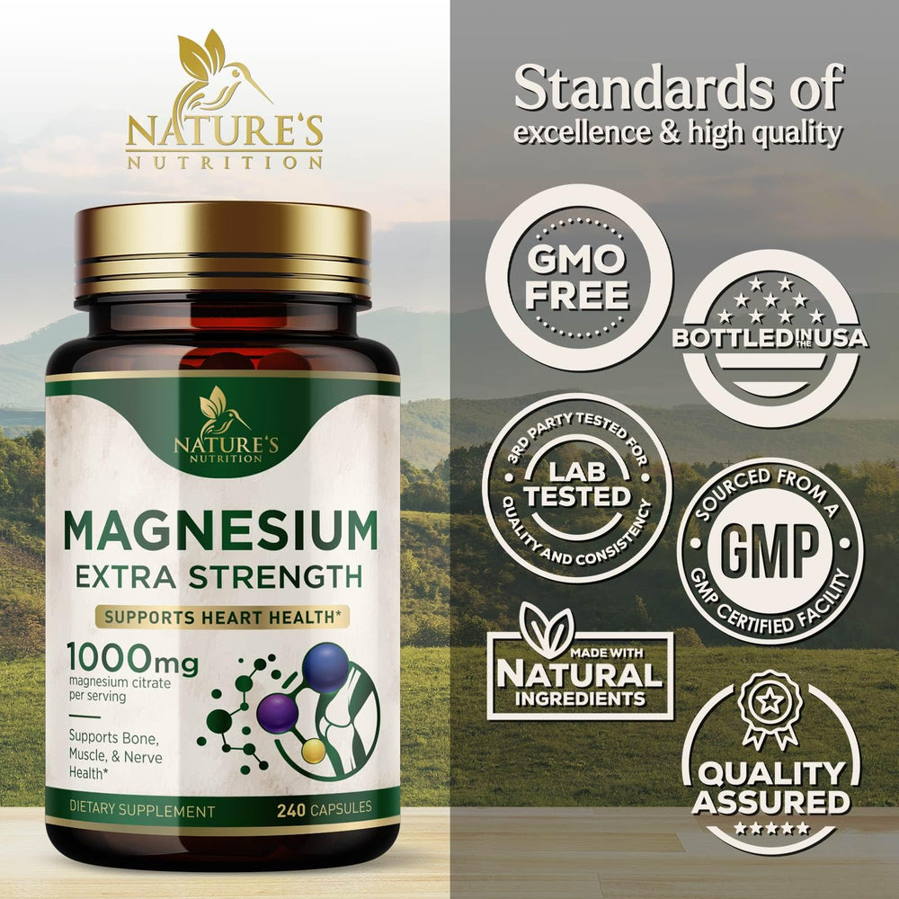 Nature's Nutrition bottle label highlights bottled in USA assurance.