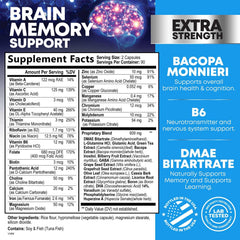 Nature's Nutrition Brain Memory Capsules close-up highlighting nootropic blend for clarity
