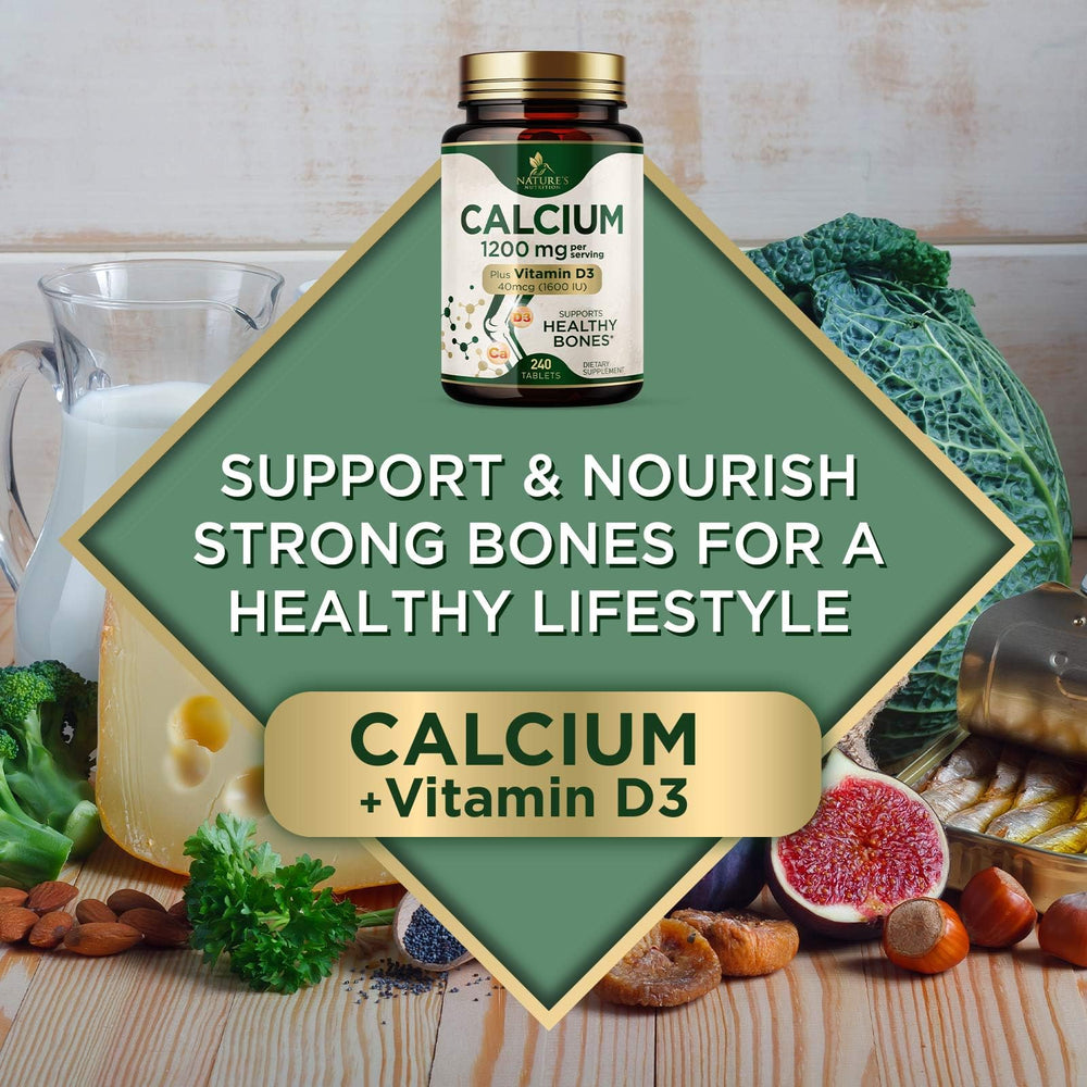Gluten-free and non-GMO seal on Nature's Nutrition calcium bottle