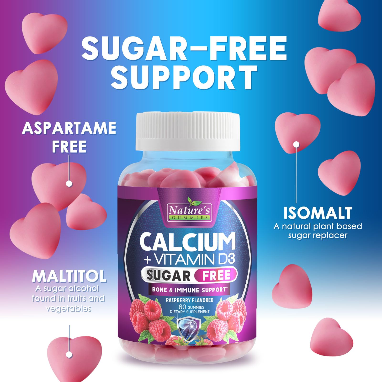 Nature's Nutrition Calcium Gummies adult-use scene emphasizing convenient chewable option