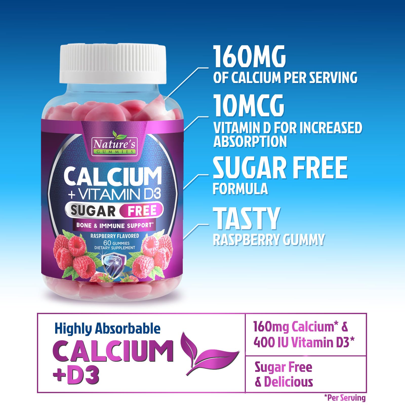 Nature's Nutrition Calcium Gummies kid-friendly packaging suggesting family daily use