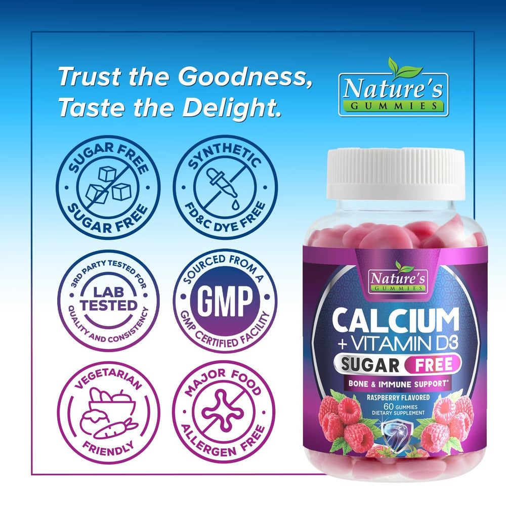Nature's Nutrition Calcium Gummies soft-chews closeup highlighting chewy texture