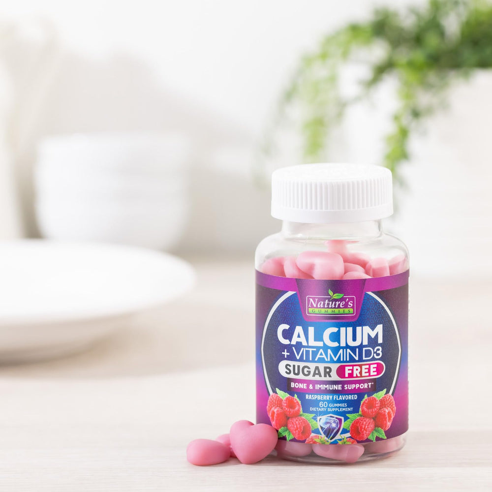 Nature's Nutrition Calcium Gummies vitamin D3 note highlighting absorption support