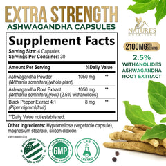 Nature's Nutrition cápsulas Ashwaganda basadas en plantas para bienestar diario