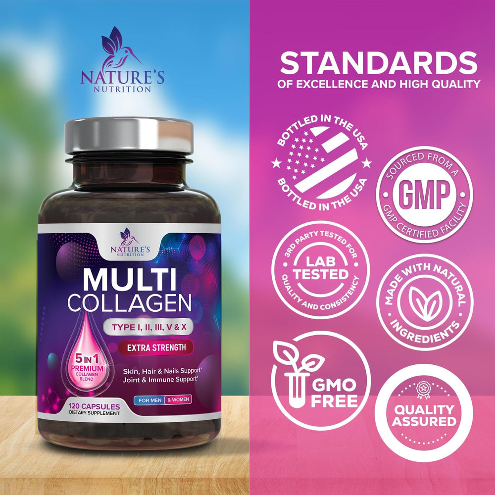 Nature's Nutrition capsules pour showing easy daily intake.