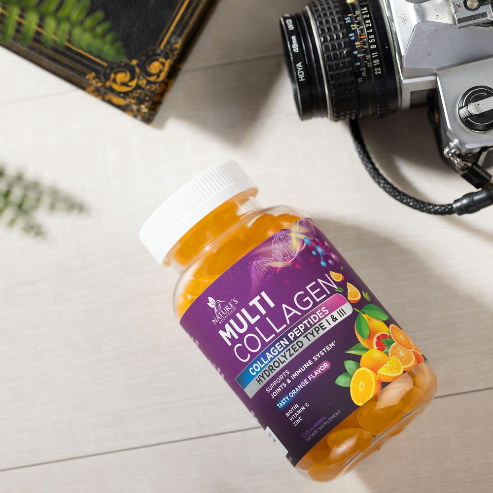 Nature's Nutrition closeup label shows multi collagen complex for daily use