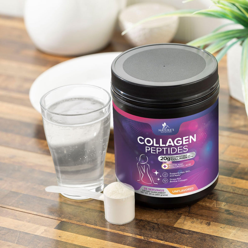 Nature's Nutrition Collagen Peptides packaging with third-party testing seal