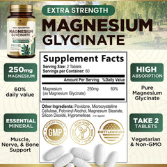 Nature's Nutrition comprimidos magnesio glicinato 250 mg fáciles de tragar