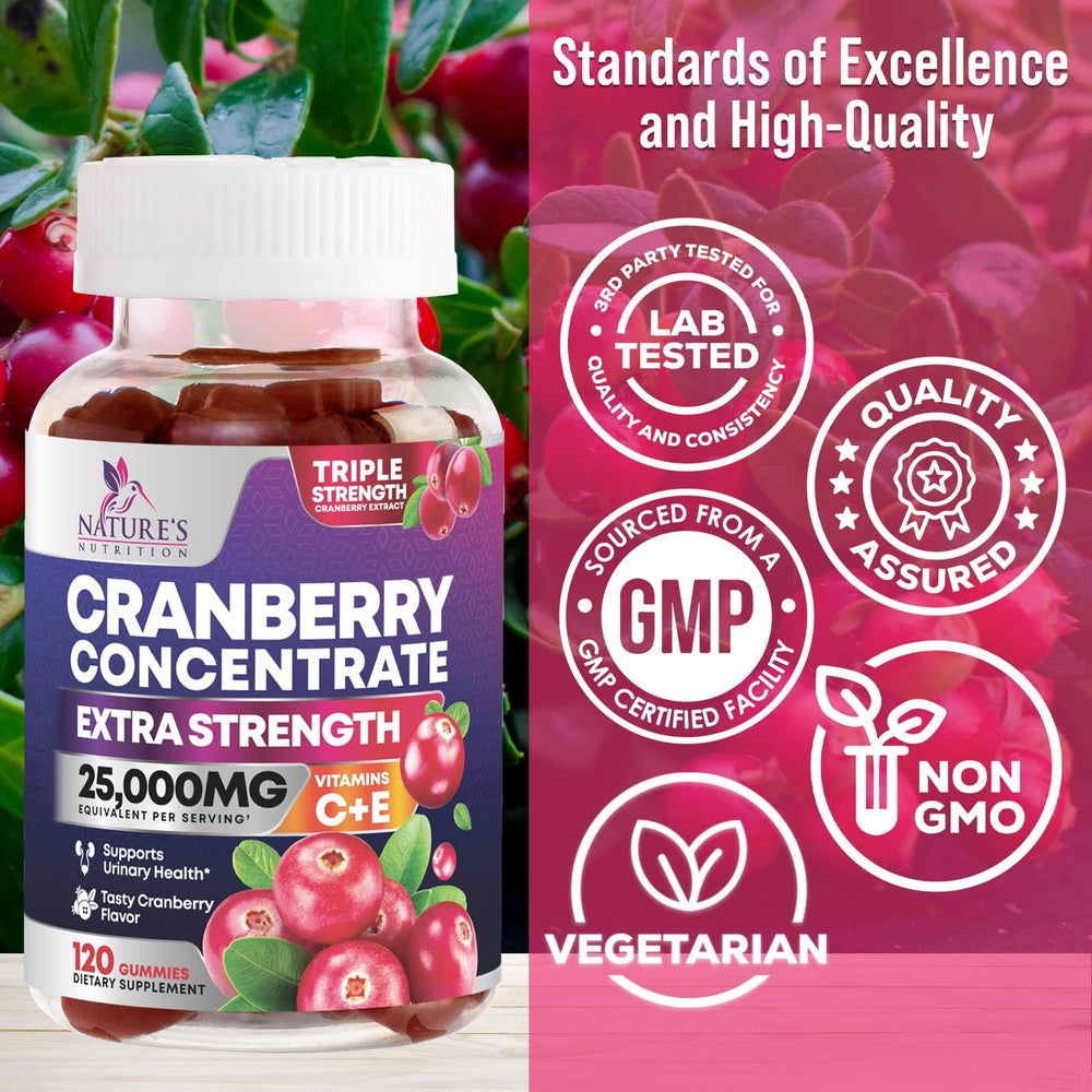 Nature's Nutrition Cranberry Gummies chewable texture designed for easy daily use.