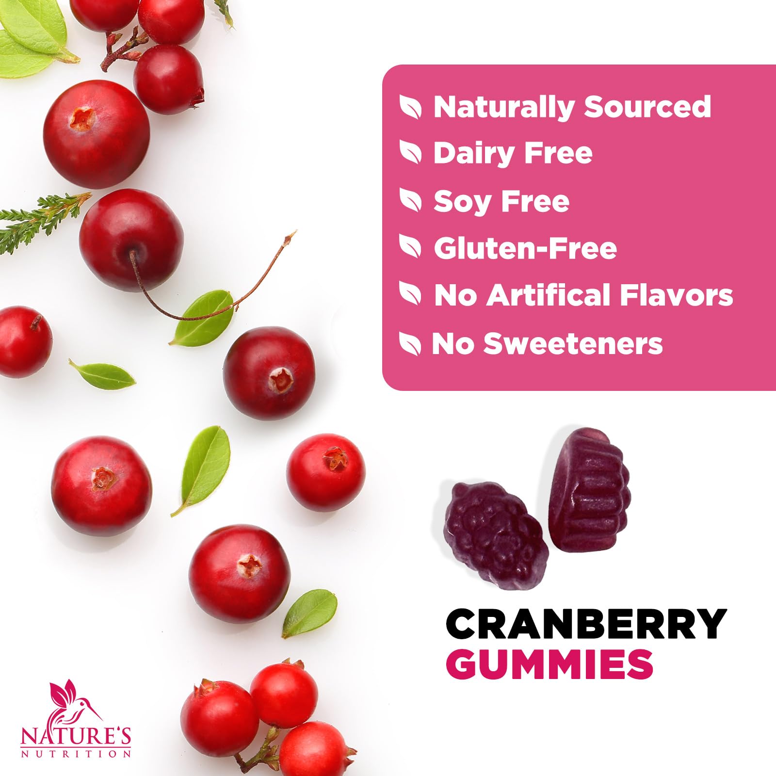 Nature's Nutrition Cranberry Gummies suitable for daily-use in a busy routine.