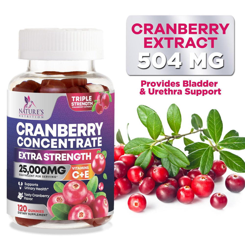 Nature's Nutrition Cranberry Gummies travel pack for on-the-go wellness.