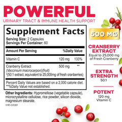 Close-up of capsules from Nature's Nutrition cranberry pills for easy daily supplementation
