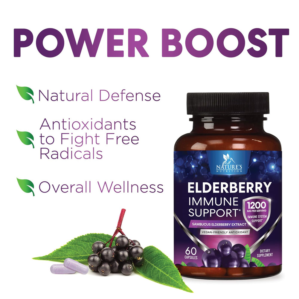 Nature's Nutrition elderberry scene emphasizing natural antioxidants and wellness potential.