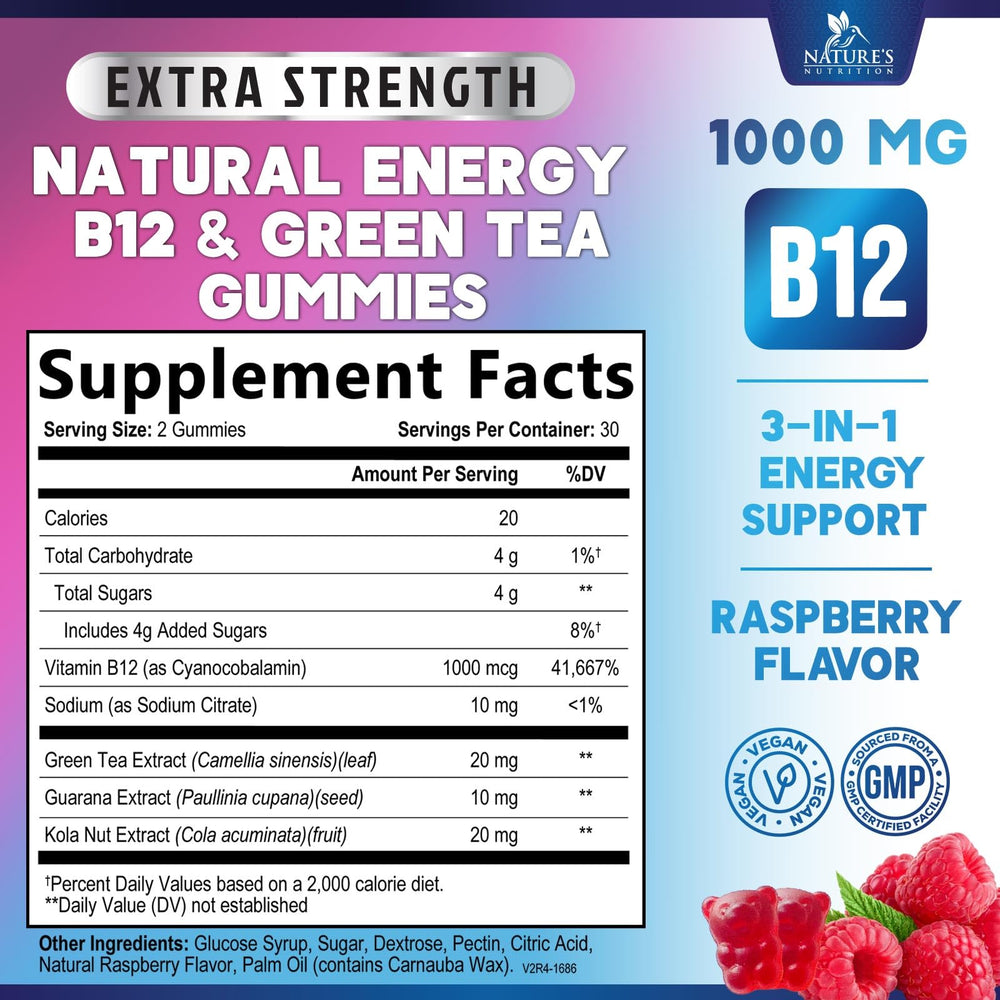 Nature's Nutrition Energy Gummies close-up berry flavor