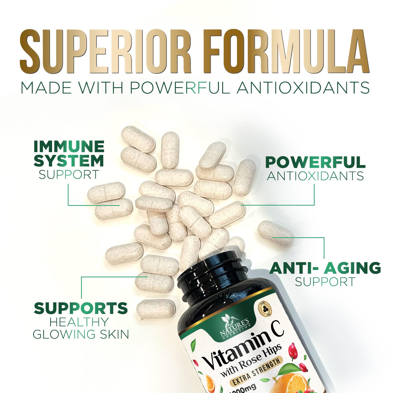 Etiqueta clara de ingredientes Nature's Nutrition para transparencia.