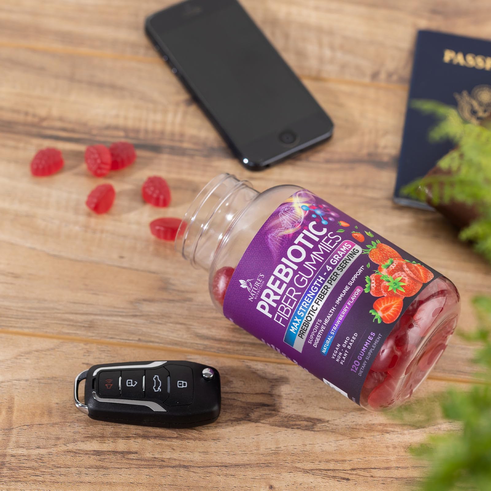 Nature's Nutrition Fiber Gummies closeup of natural flavor notes