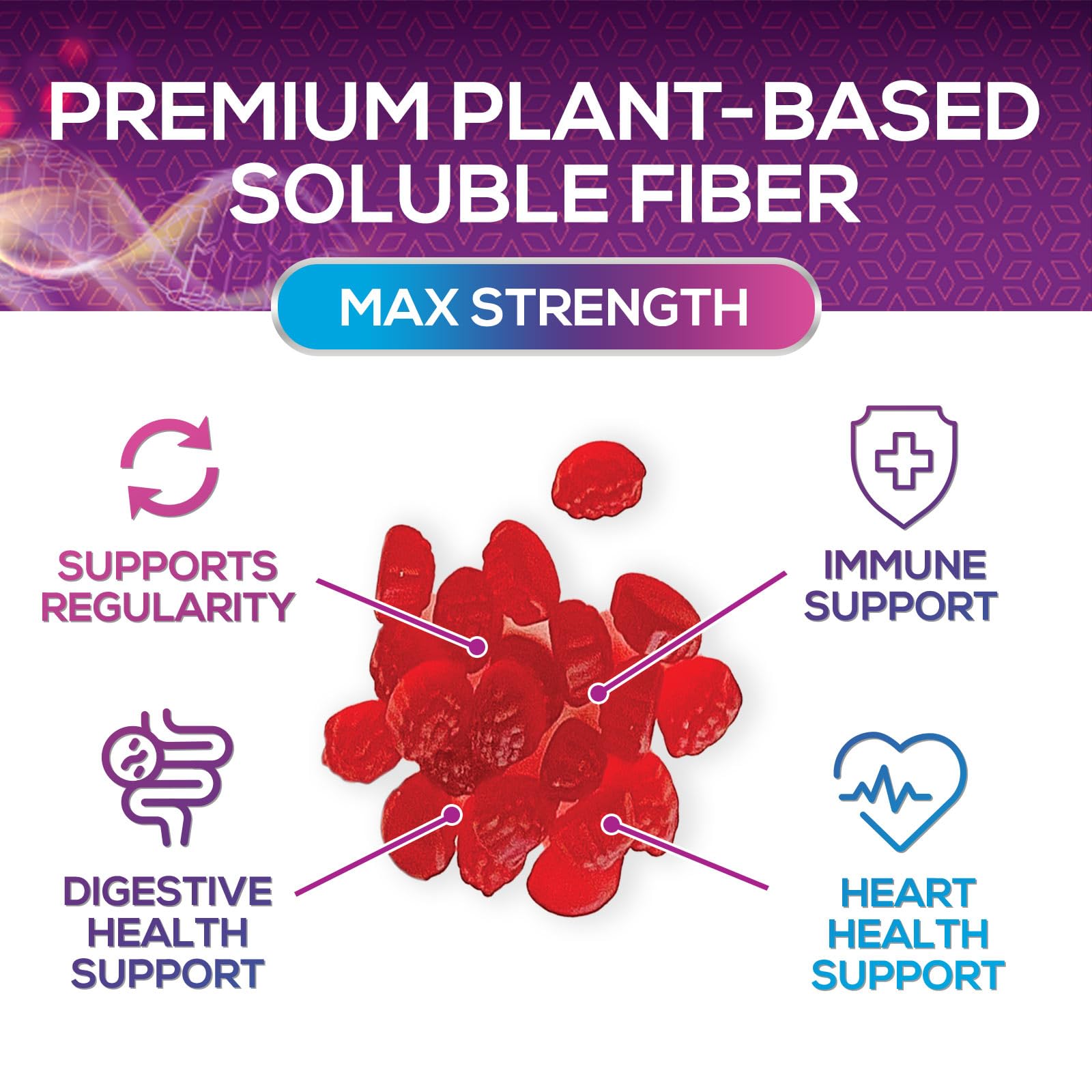Nature's Nutrition Fiber Gummies closeup texture showing chewy consistency