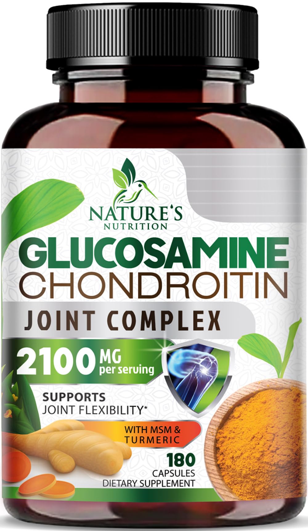 Nature's Nutrition glucosamine chondroitin MSM jar for joint support