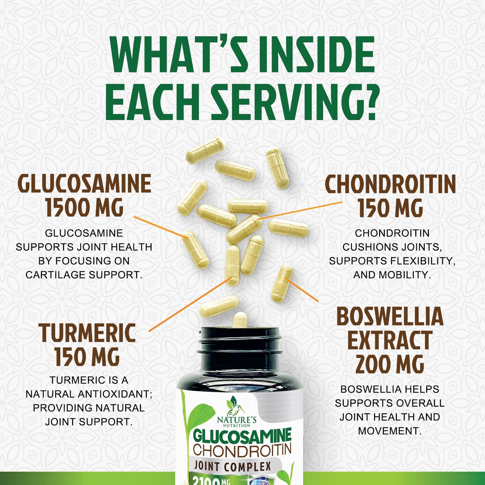 Nature's Nutrition turmeric and boswellia label for comfort