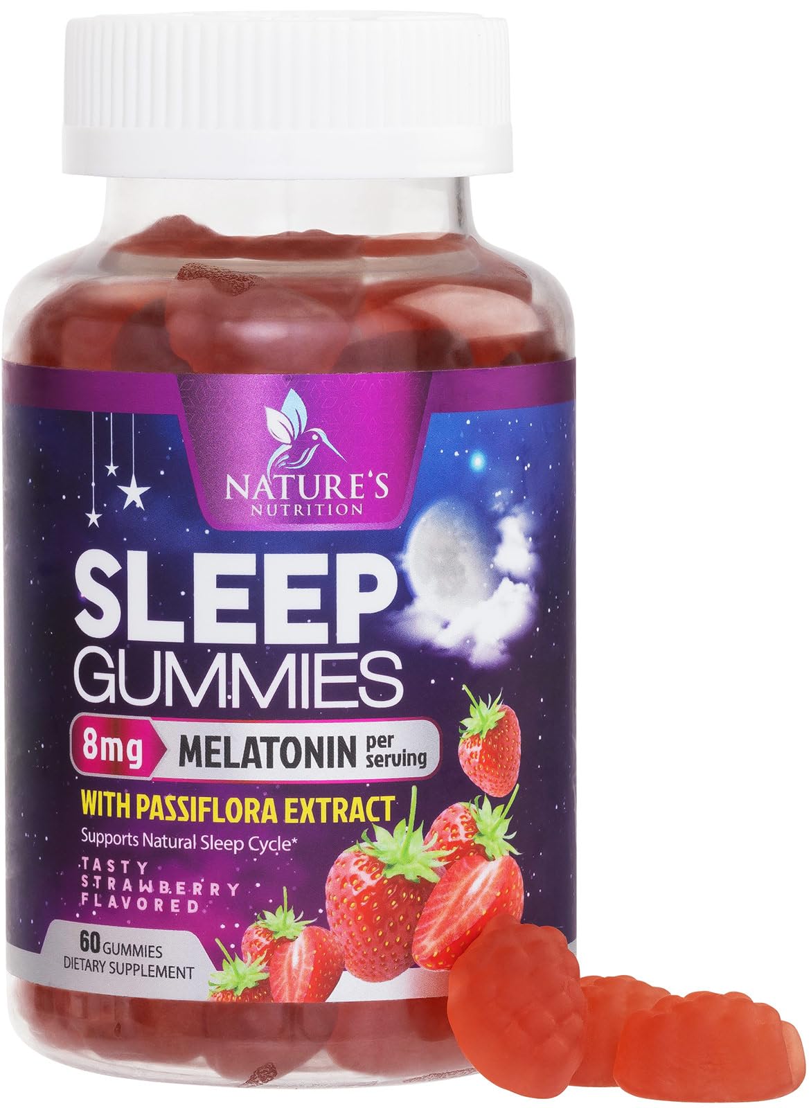 Gominolas Nature's Nutrition para dormir en botella, apoyo para descansar por la noche