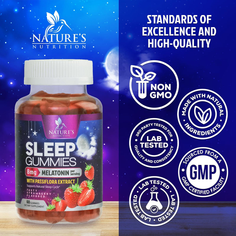 Sabor fresa Nature's Nutrition, gomitas para dormir con aroma agradable