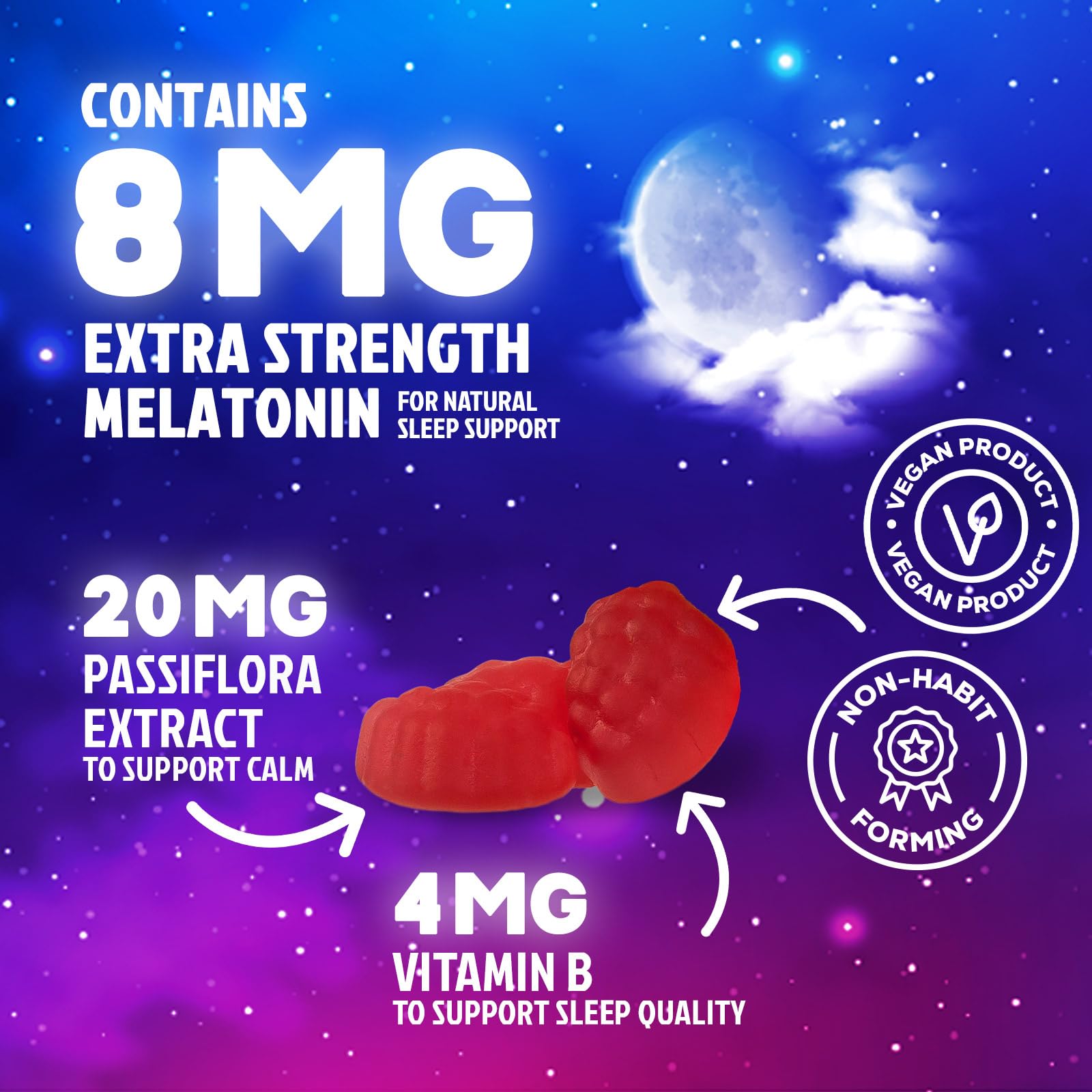 Textura suave de gominola Nature's Nutrition para dormir sin esfuerzo