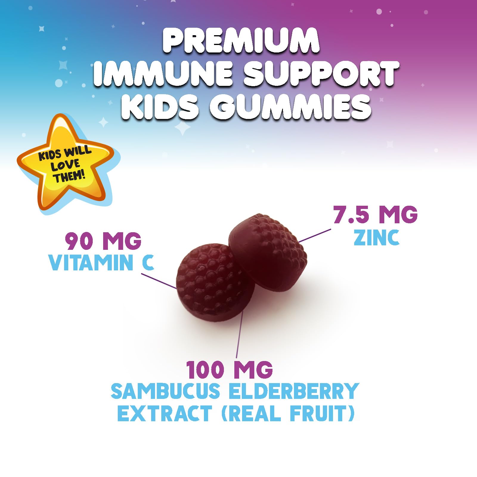 Nature's Nutrition gomitas masticables, sabor bayas, para apoyo diario.