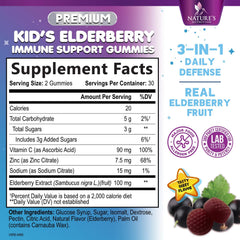 Nature's Nutrition gomitas con textura frutal de sauco para consumo diario.