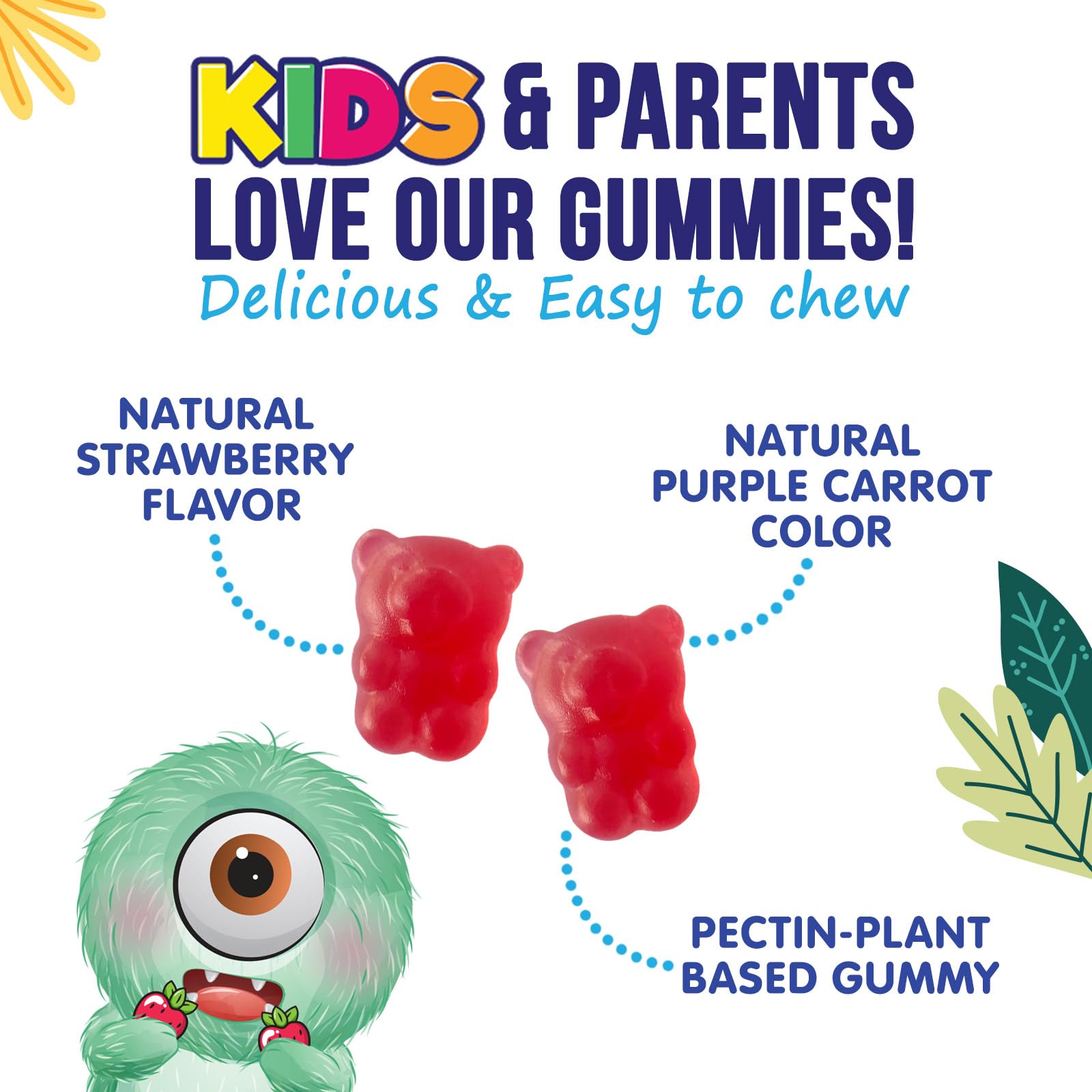 Caja de Nature's Nutrition Gomitas para Niños sobre la mesa.