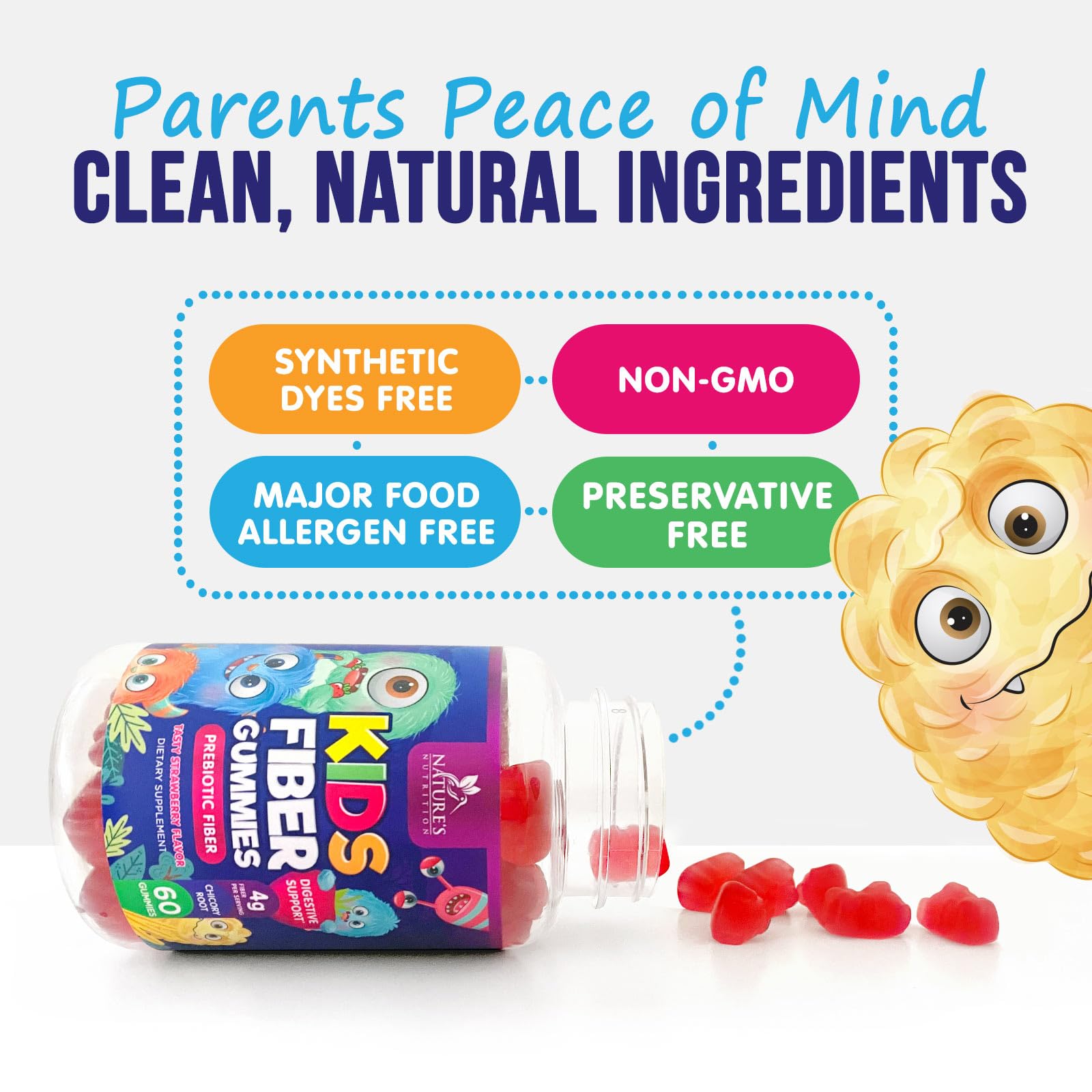 Un niño saborea una gomita Nature's Nutrition para su rutina diaria.