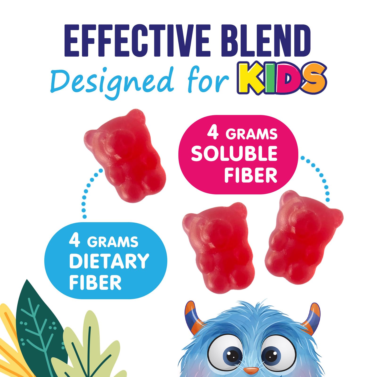 Gomitas sabor fresa de Nature's Nutrition para Niños, textura atractiva.