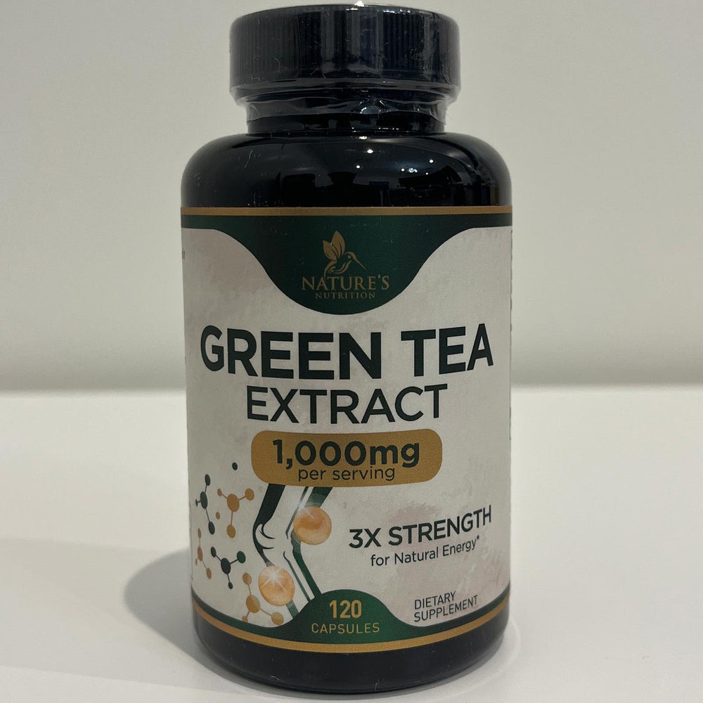 Nature's Nutrition Green Tea Extract vegan gluten-free icons indicating dietary compatibility