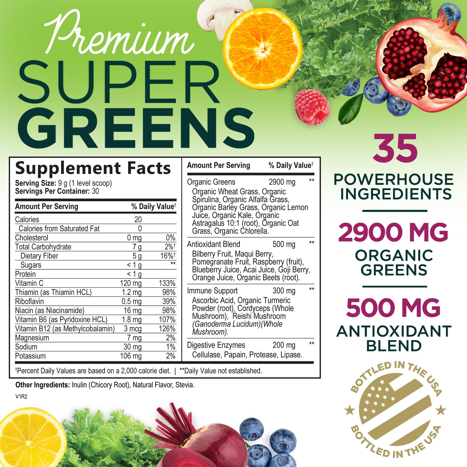 Nature's Nutrition Greens Superfood powder scoop for quick smoothies