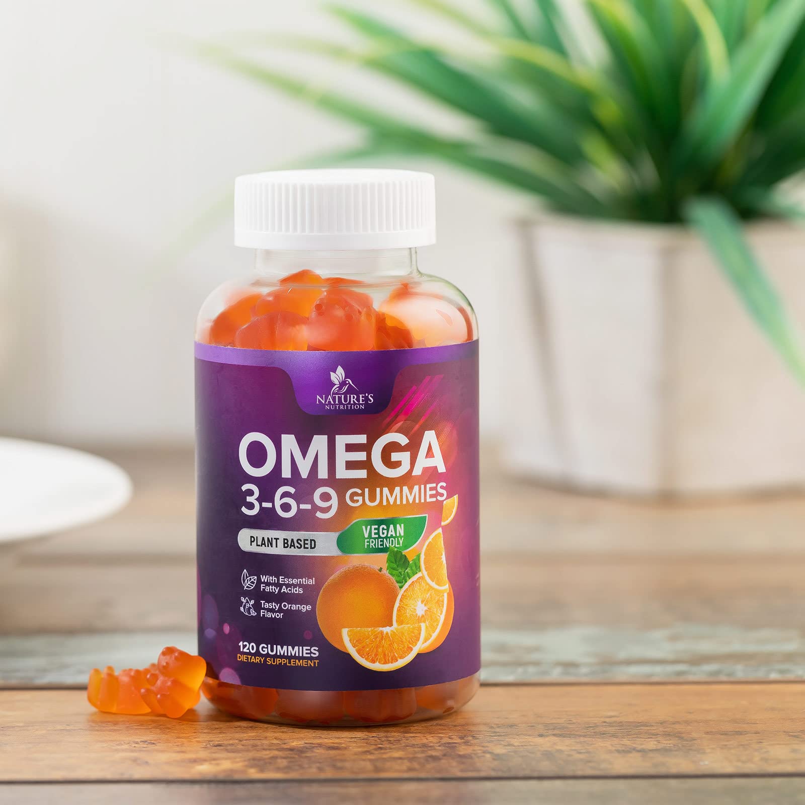 Orange flavored gummies inviting a flavorful wellness ritual by Nature's Nutrition.