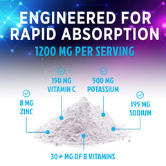 Hydration powder being mixed into water for a refreshing drink.