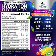 Scoop included with Nature's Nutrition Hydration powder for quick measurement.