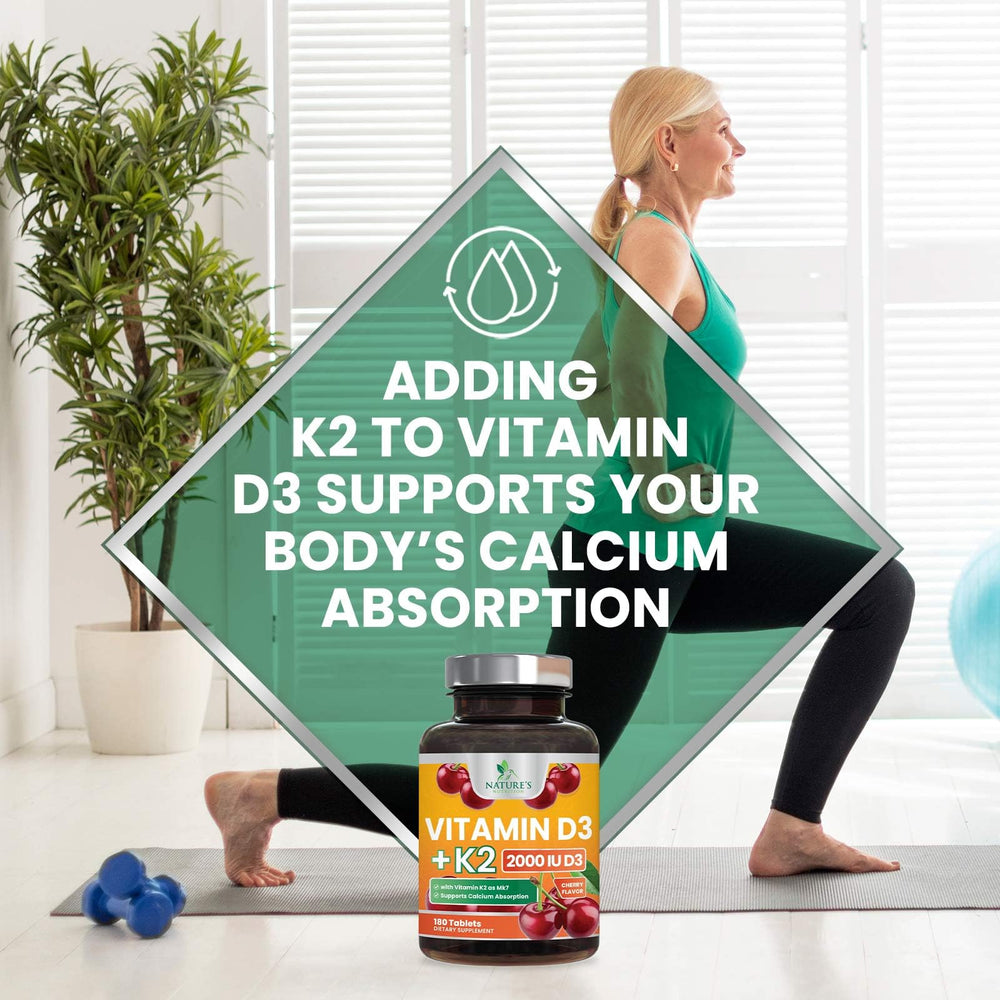 Nature's Nutrition immune support D3 K2 bottle with label.