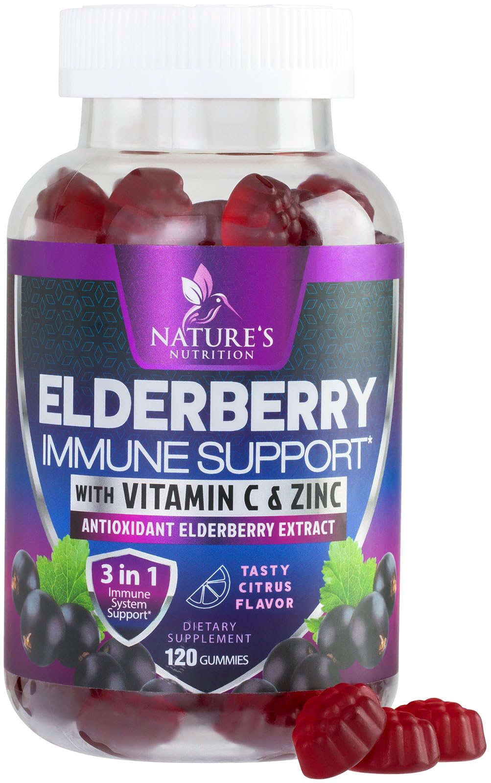 Nature's Nutrition Immune Support Gummies bottle for easy daily wellness.