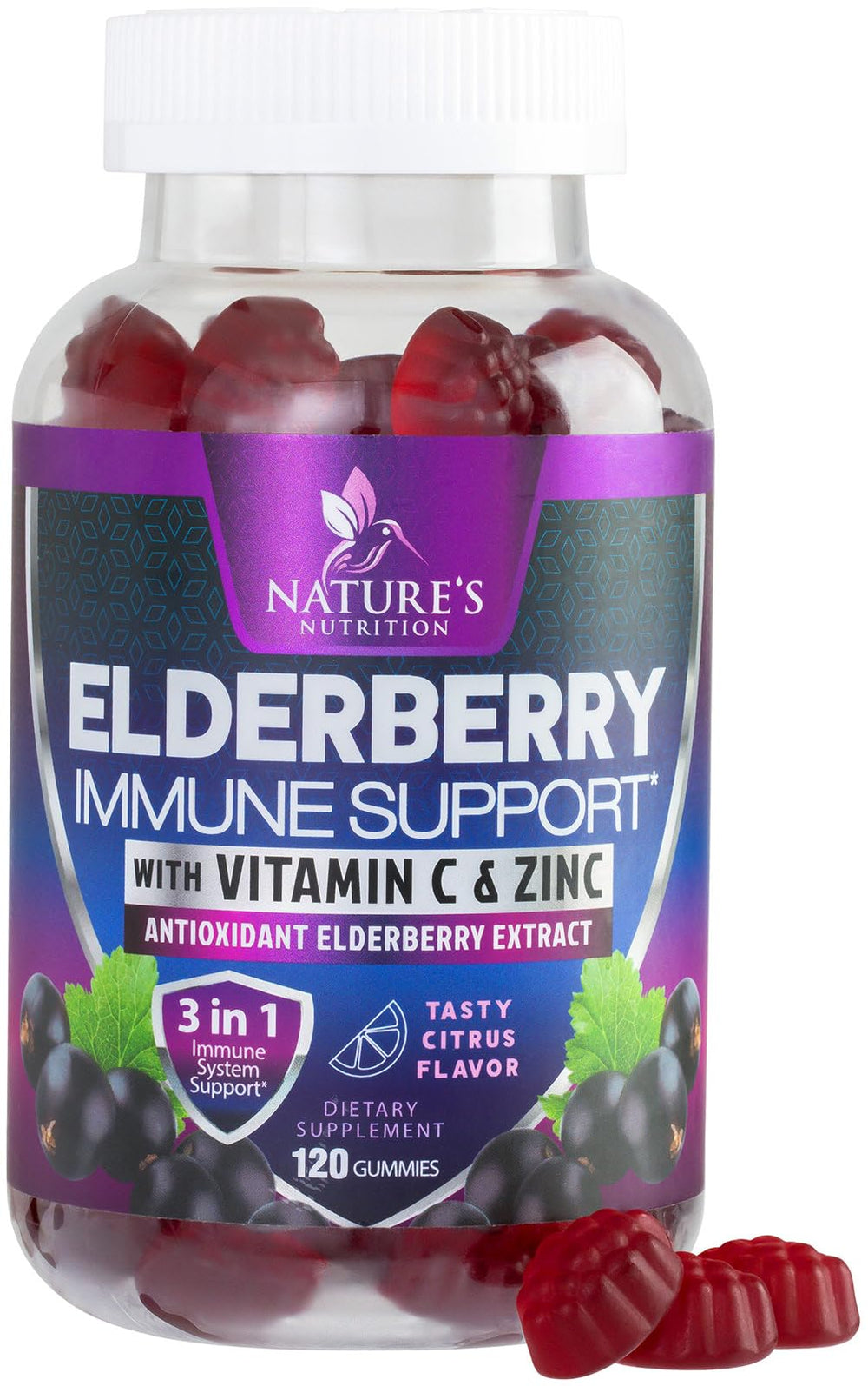 Nature's Nutrition Immune Support Gummies bottle for easy daily wellness.