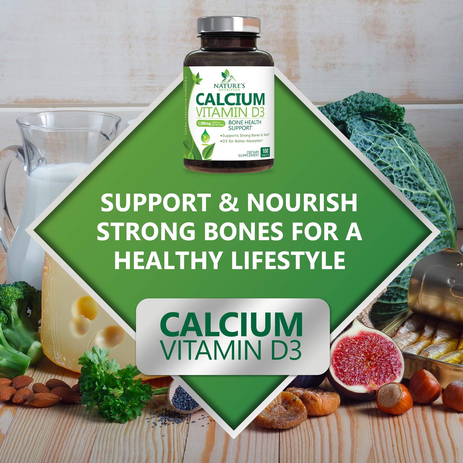 Nature's Nutrition immune support concept with visible wellness cues