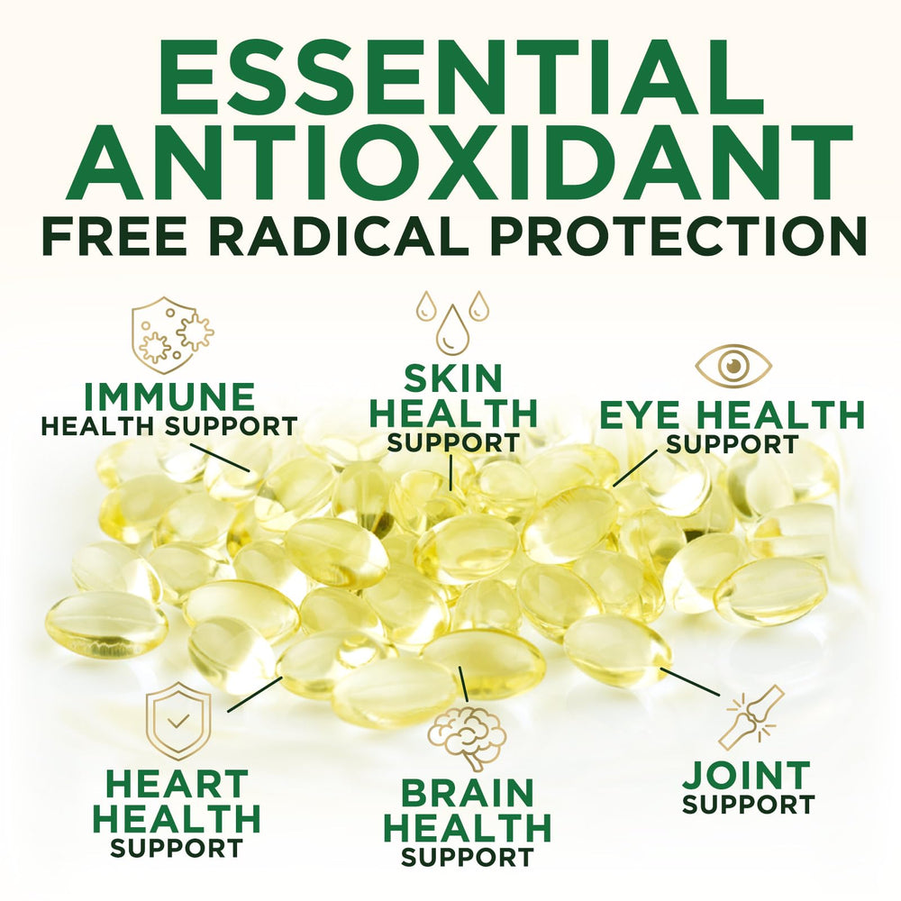 Nature's Nutrition Non-GMO gluten-free Vitamin E softgels for daily care