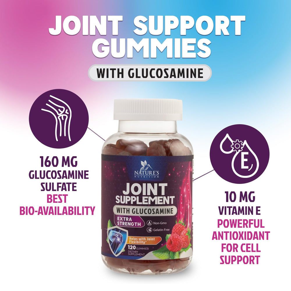 Nature's Nutrition Joint Support Gummies label detail emphasizes formulation.