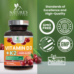 Nature's Nutrition K2 MK-7 ingredient label close-up.