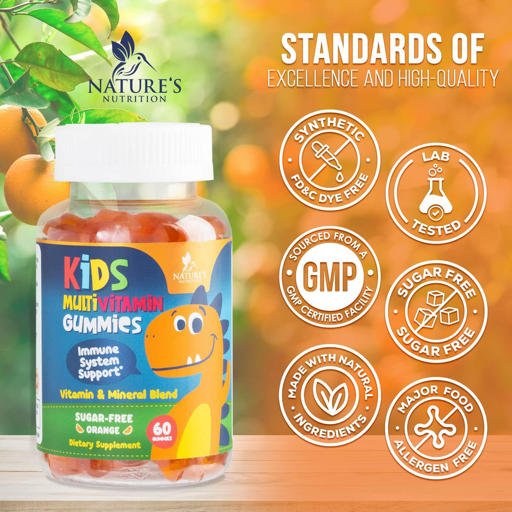 Nature's Nutrition Kids Multivitamin Gomitas Naranja Textura Suave: gomitas masticables y agradables.