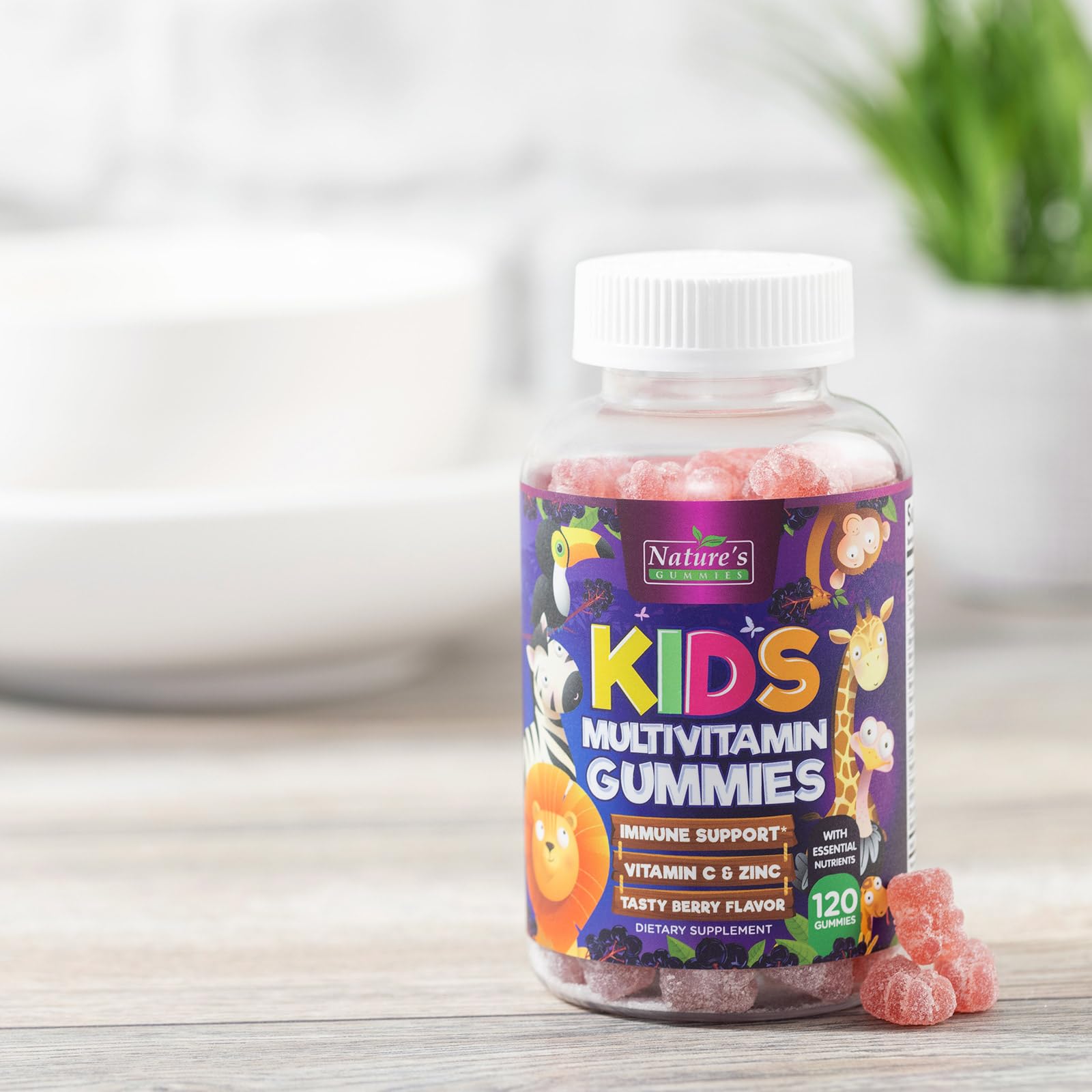 Child takes Nature's Nutrition gummies as part of after-school routine